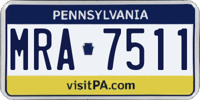 PA license plate MRA7511