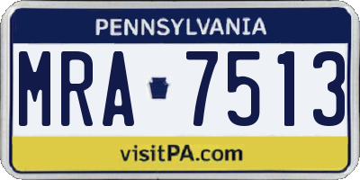 PA license plate MRA7513
