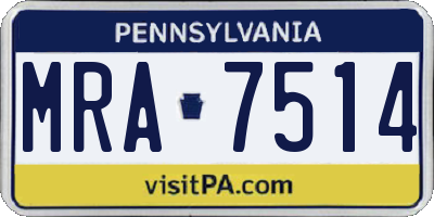 PA license plate MRA7514