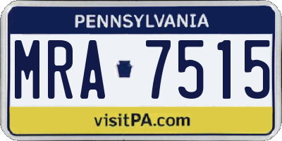 PA license plate MRA7515