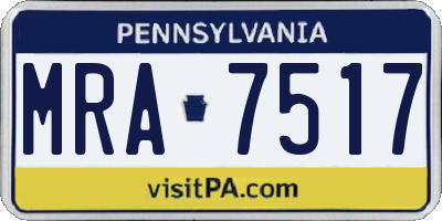 PA license plate MRA7517