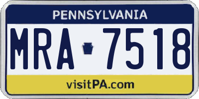 PA license plate MRA7518