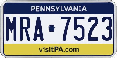 PA license plate MRA7523