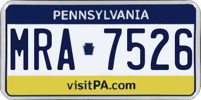 PA license plate MRA7526