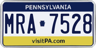PA license plate MRA7528