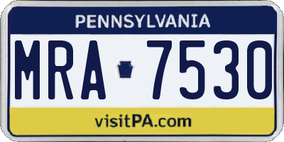 PA license plate MRA7530
