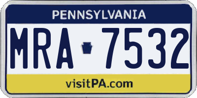 PA license plate MRA7532