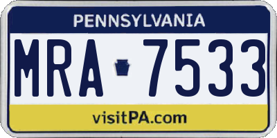PA license plate MRA7533