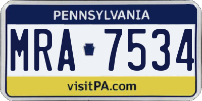 PA license plate MRA7534