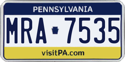 PA license plate MRA7535