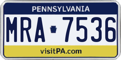 PA license plate MRA7536