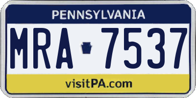 PA license plate MRA7537