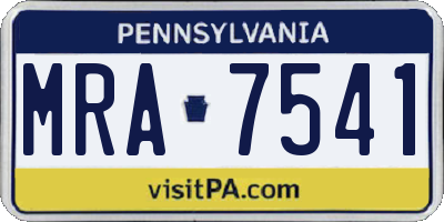 PA license plate MRA7541