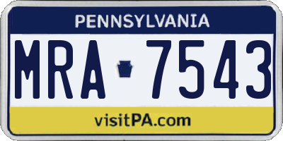 PA license plate MRA7543