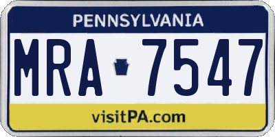PA license plate MRA7547