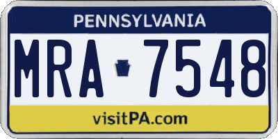 PA license plate MRA7548