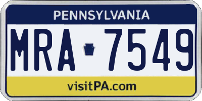 PA license plate MRA7549