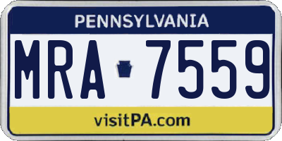 PA license plate MRA7559