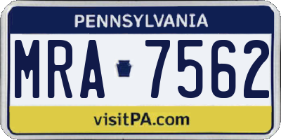 PA license plate MRA7562
