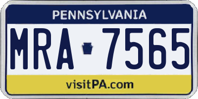 PA license plate MRA7565