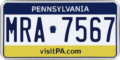 PA license plate MRA7567