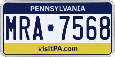 PA license plate MRA7568