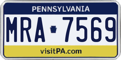 PA license plate MRA7569