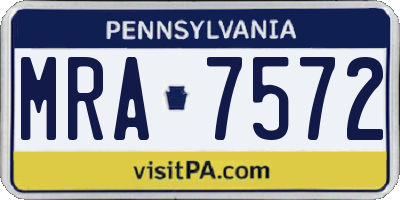 PA license plate MRA7572