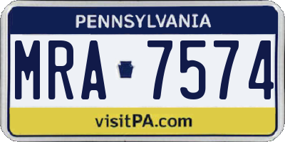 PA license plate MRA7574