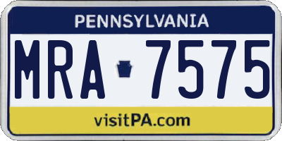 PA license plate MRA7575
