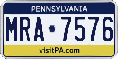 PA license plate MRA7576