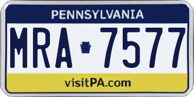 PA license plate MRA7577
