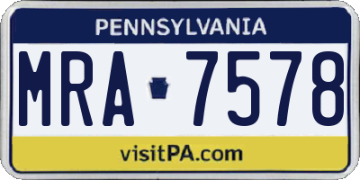 PA license plate MRA7578