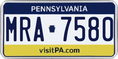 PA license plate MRA7580