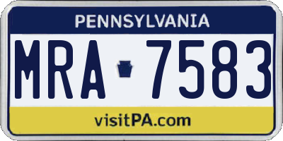 PA license plate MRA7583