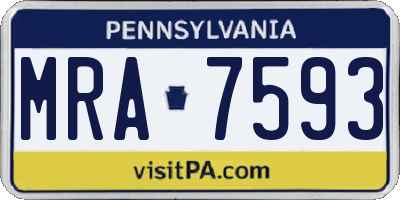 PA license plate MRA7593