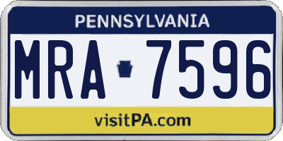 PA license plate MRA7596