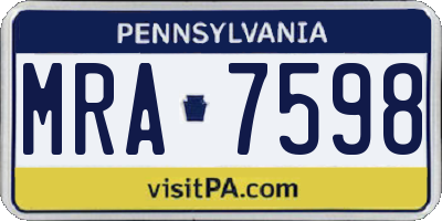 PA license plate MRA7598