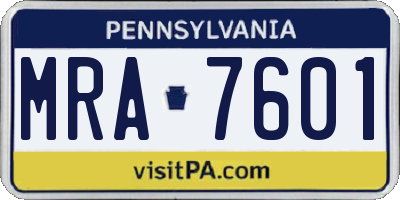 PA license plate MRA7601