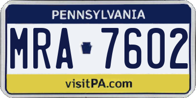 PA license plate MRA7602