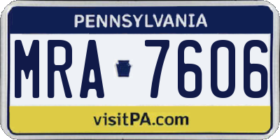 PA license plate MRA7606