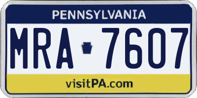 PA license plate MRA7607