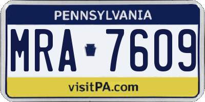 PA license plate MRA7609