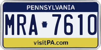 PA license plate MRA7610
