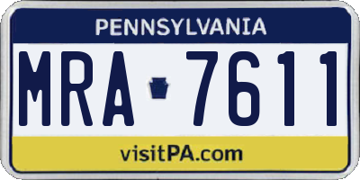 PA license plate MRA7611