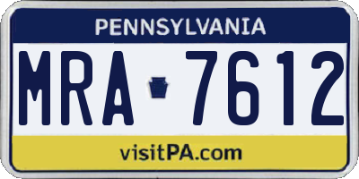 PA license plate MRA7612