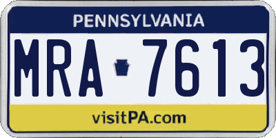 PA license plate MRA7613