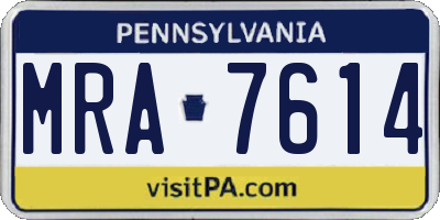 PA license plate MRA7614
