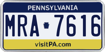 PA license plate MRA7616
