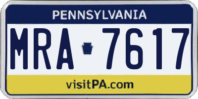 PA license plate MRA7617